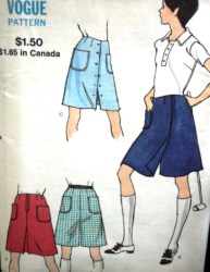 8027 VOGUE 1970 SHORT BUTTON/ PLEAT A-SKIRT, PANTSKIRT PATTERN 24''WST